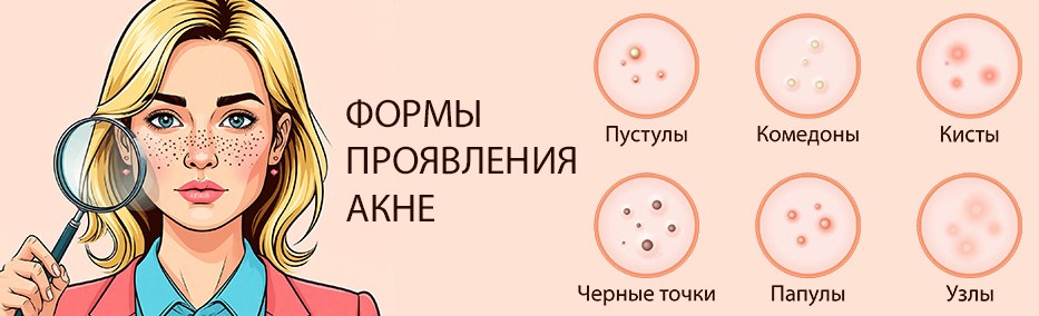 Основные проявления акне